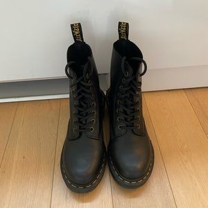 Dr. Martens Clemency Leather Heeled Lace Up Boots
